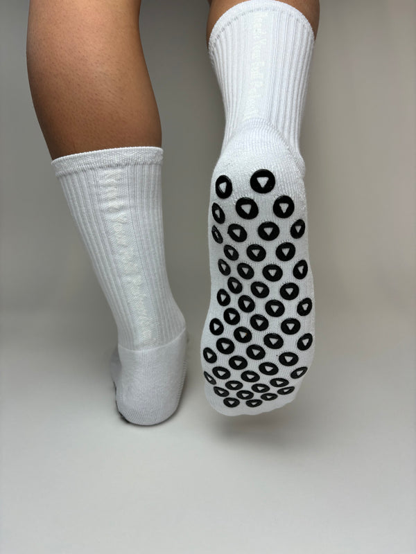 MM11Sports White Black Grip Socks